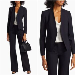 Theory Lanai Collarless Wool Blend Blazer Jacket in Black Size 2